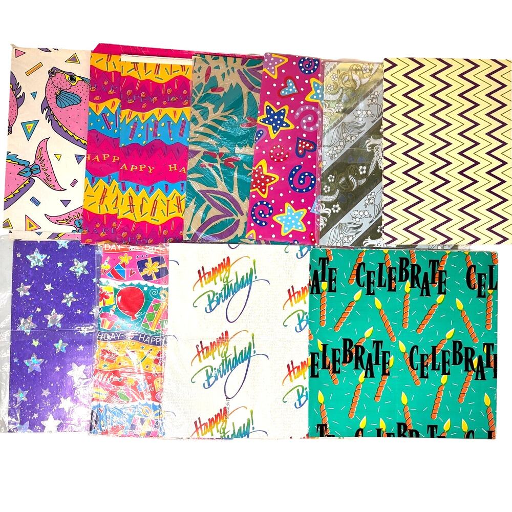 Vntg 90s Y2K Wrapping Paper Gift Wrap Lot 14 oz Scrapbook Junk Journal
